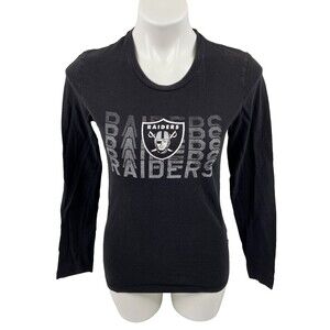 Las Vegas Raiders Women Medium T Shirt Long Sleeve Black Logo NFL